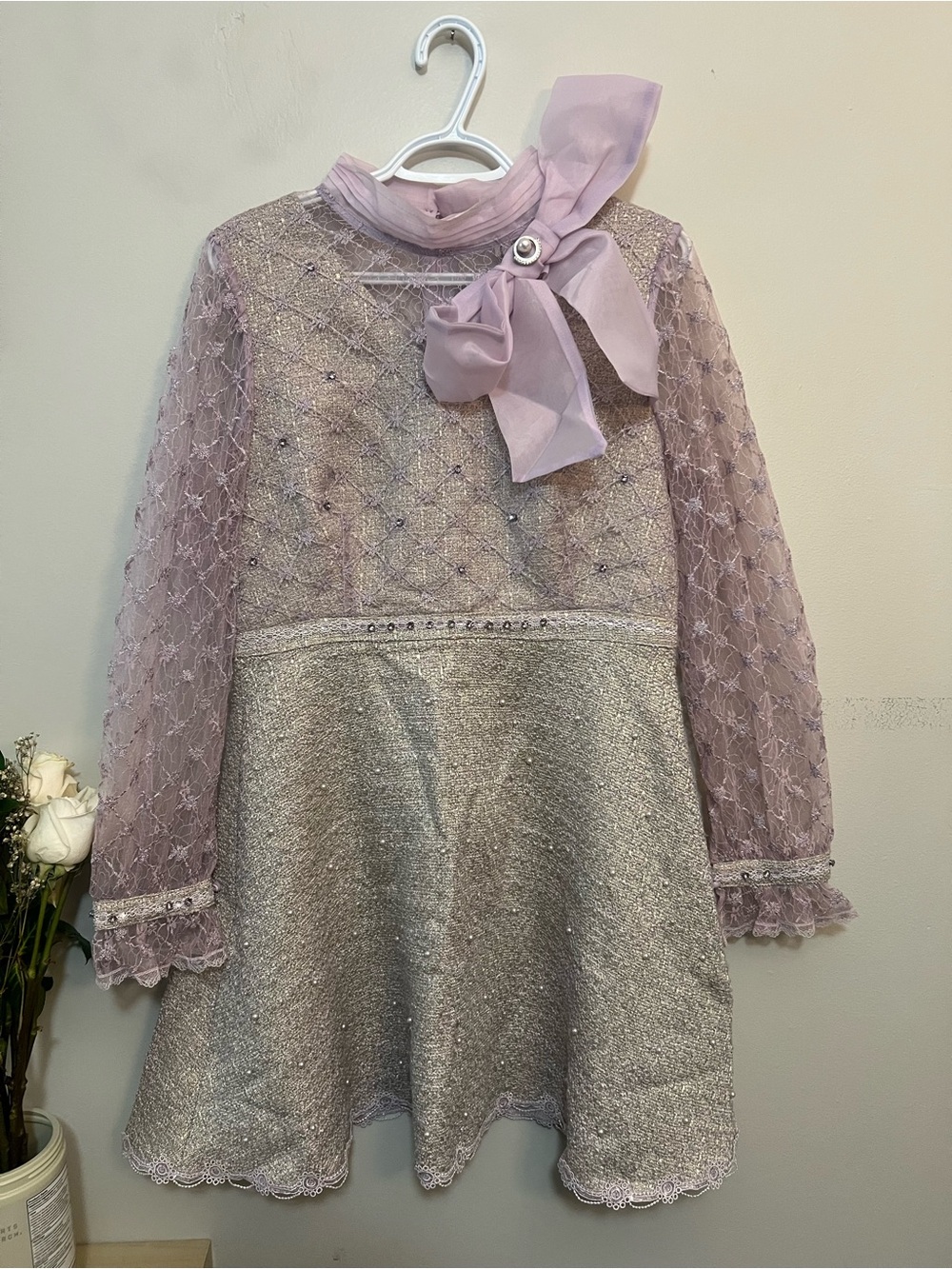 Lace & Sparkle Lavender Bow Formal Dress - Picture 2 of 4